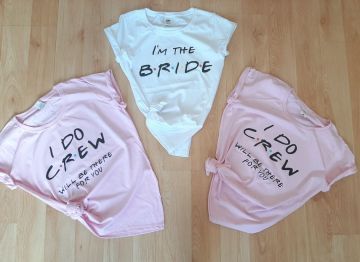 Тениска за моминско парти с надпис I Do Crew с модерен дизайн