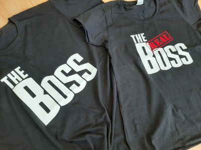Тениски за двойки с надписи 'The Boss' & 'The Real Boss'