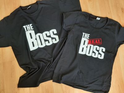 Тениски за двойки с надписи 'The Boss' & 'The Real Boss'
