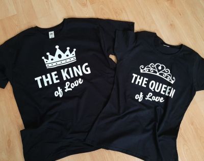 Тениски за двойки с надписи 'The King of Love' & 'The Queen of Love'