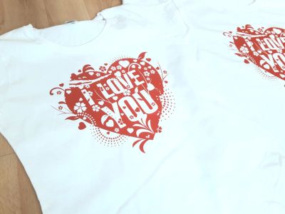 Тениски за двойки с надпис 'I Love You'