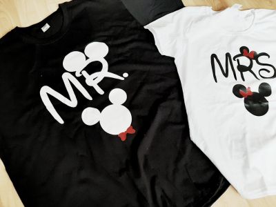Тениски за двойки с надписи 'Mr.' & 'Mrs.' 